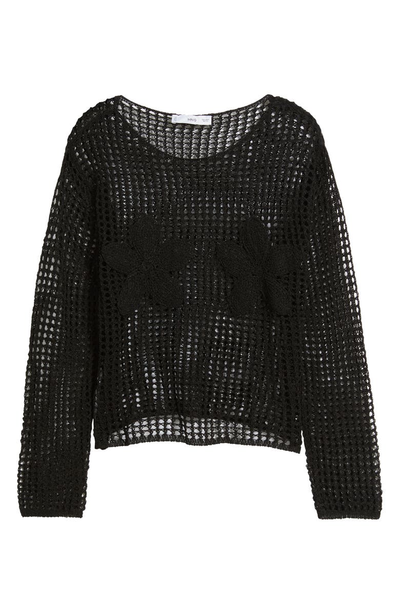 MANGO Floral Embroidered Open Stitch Sweater, Alternate, color,