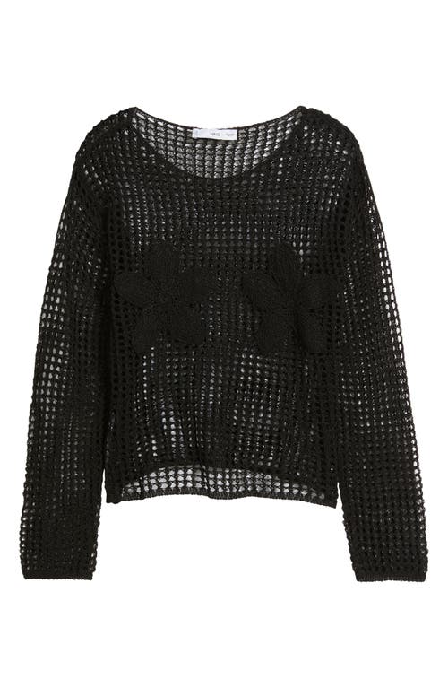 Mango Floral Embroidered Open Stitch Sweater