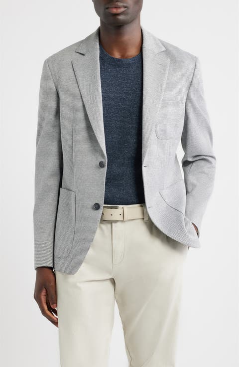 Henrik Trim Fit Grey Microcheck Knit Sport Coat (Regular & Big)