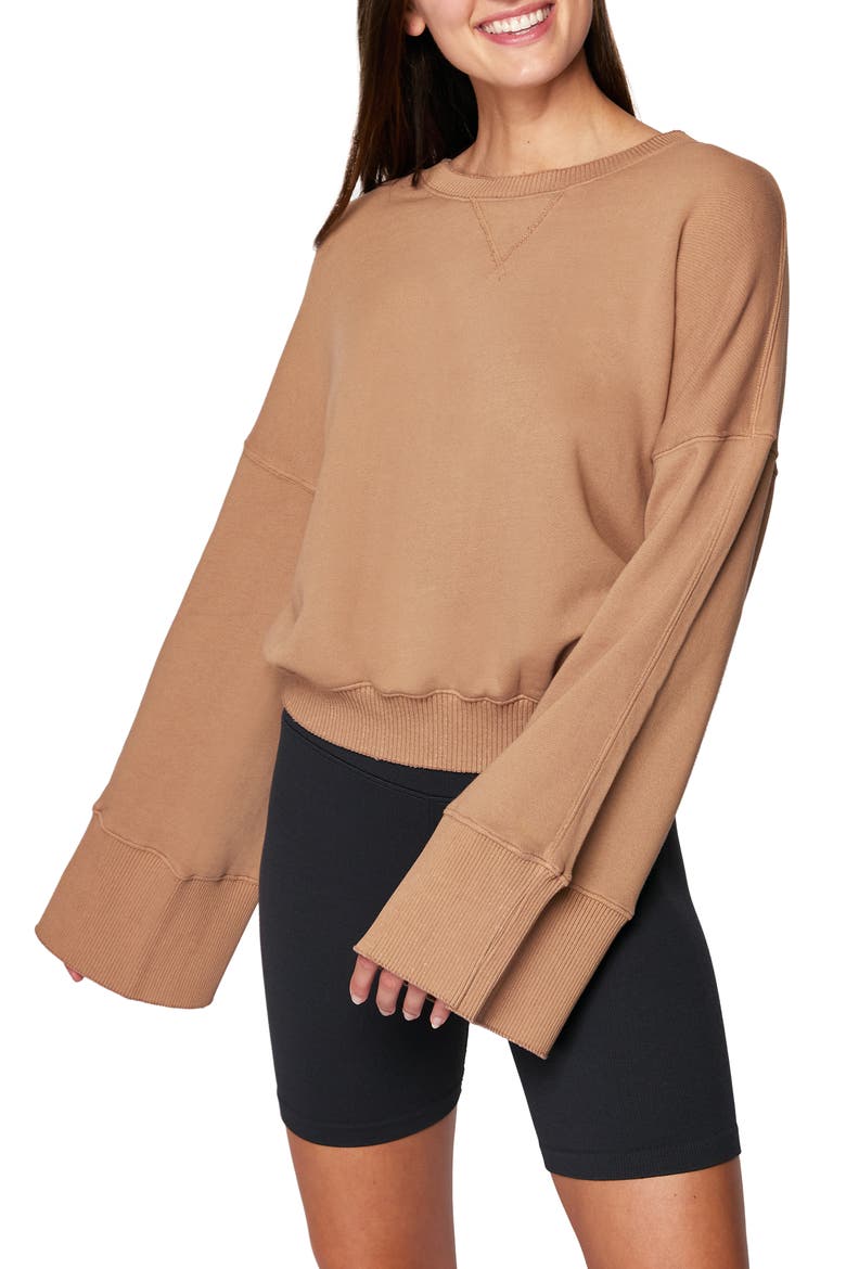 Malia Wide Sleeve Crewneck Pullover, Main, color, CAMEL