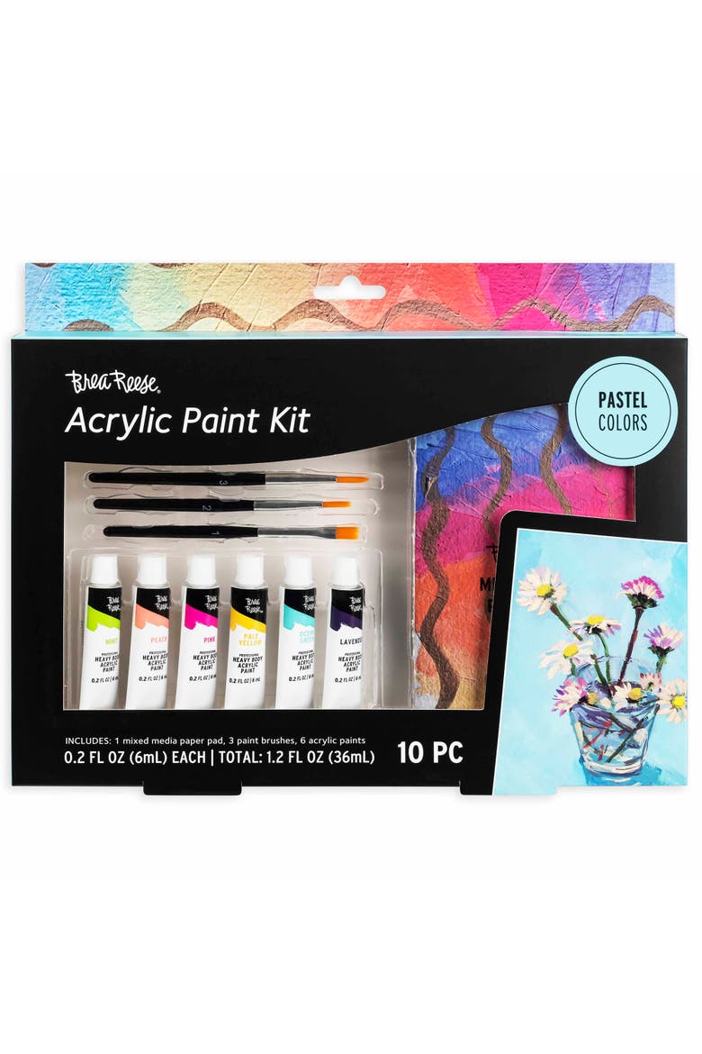 Acrylic Paint Kit Pastel 10Pc Set, Main, color, Multicolored