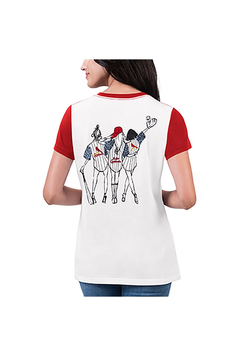 Women's G-III 4Her by Carl Banks White St. Louis Cardinals Illustration Ringer T-Shirt, Alternate, color, White