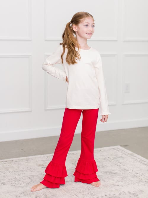 Shop Rufflebutts Girls Ruffle Flare Pants In Red