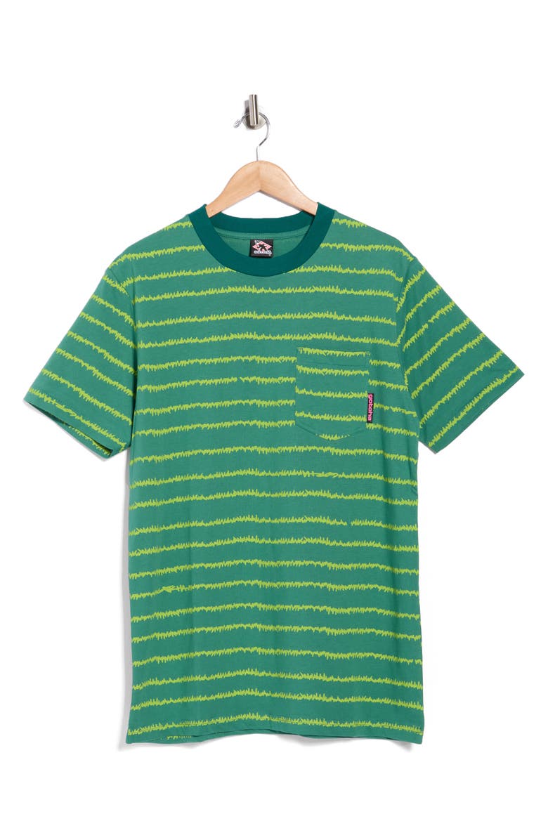 Gotcha EKG Stripe Cotton Pocket T-Shirt, Main, color, Bottle Green