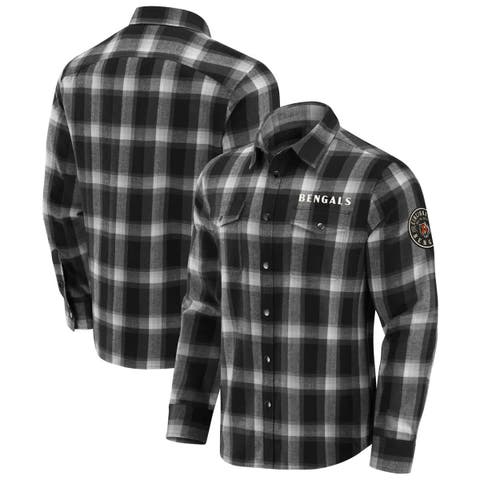 Men's Darius Rucker Collection by Fanatics Black Cincinnati Bengals Flannel Plaid Full-Snap Shirt
