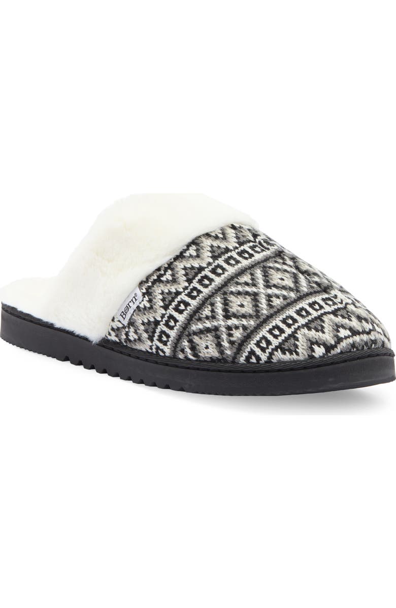 Børn Fair Isle Faux Fur Lined Scuff Slipper, Main, color,