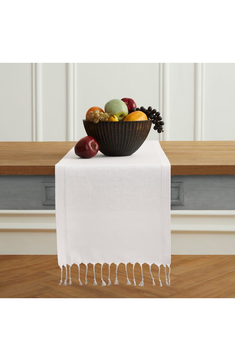 Solino Home Linen Table Runner for Dining Table, Holiday and Everyday Table Decor - Twisted Fringe, Alternate, color,