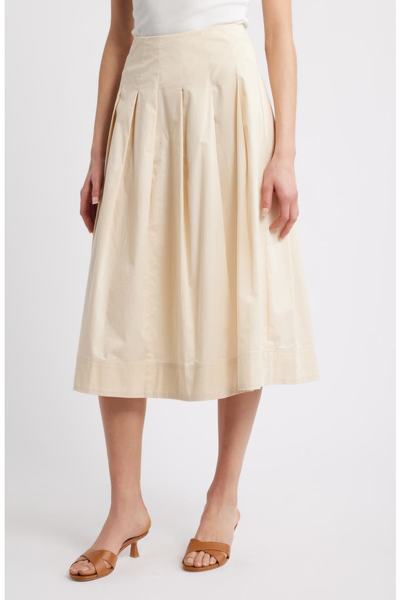 Stretch Cotton Poplin Midi Skirt, Main, color, BEIGE BURNT
