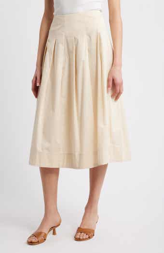 Stretch Cotton Poplin Midi Skirt