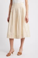 Caslon® Stretch Cotton Poplin Midi Skirt