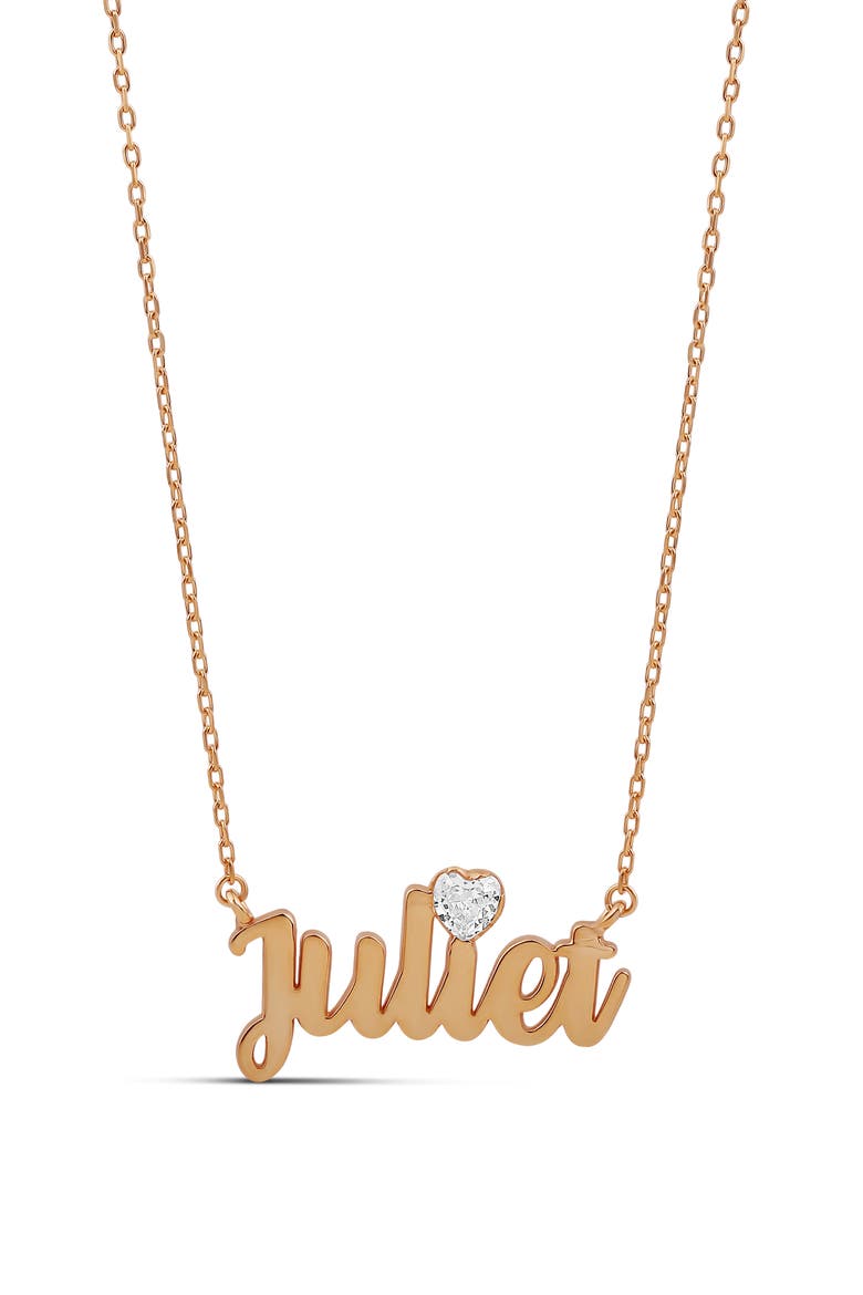 Name & Floating Heart Pendant Necklace, Main, color, ROSE