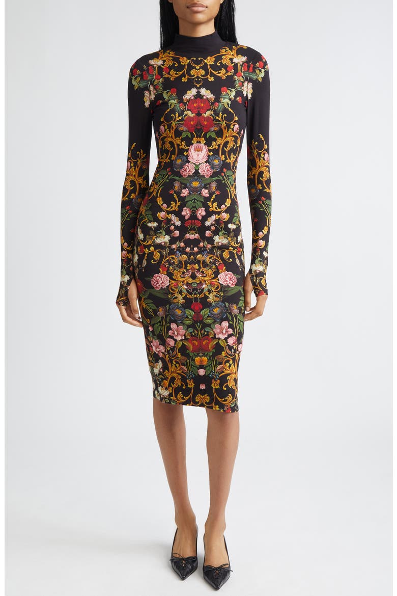 Delora Turtleneck Long Sleeve Body-Con Midi Dress, Main, color, EVERMINE