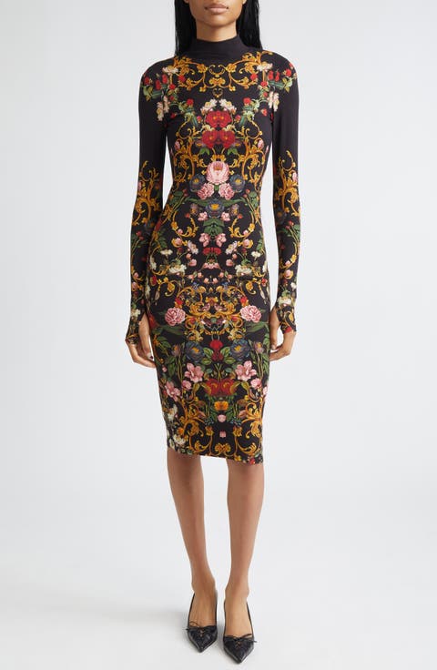 Delora Turtleneck Long Sleeve Body-Con Midi Dress