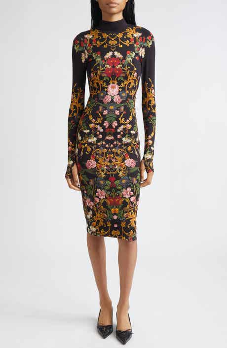 Alice + Olivia Delora Turtleneck Long Sleeve Body-Con Midi Dress