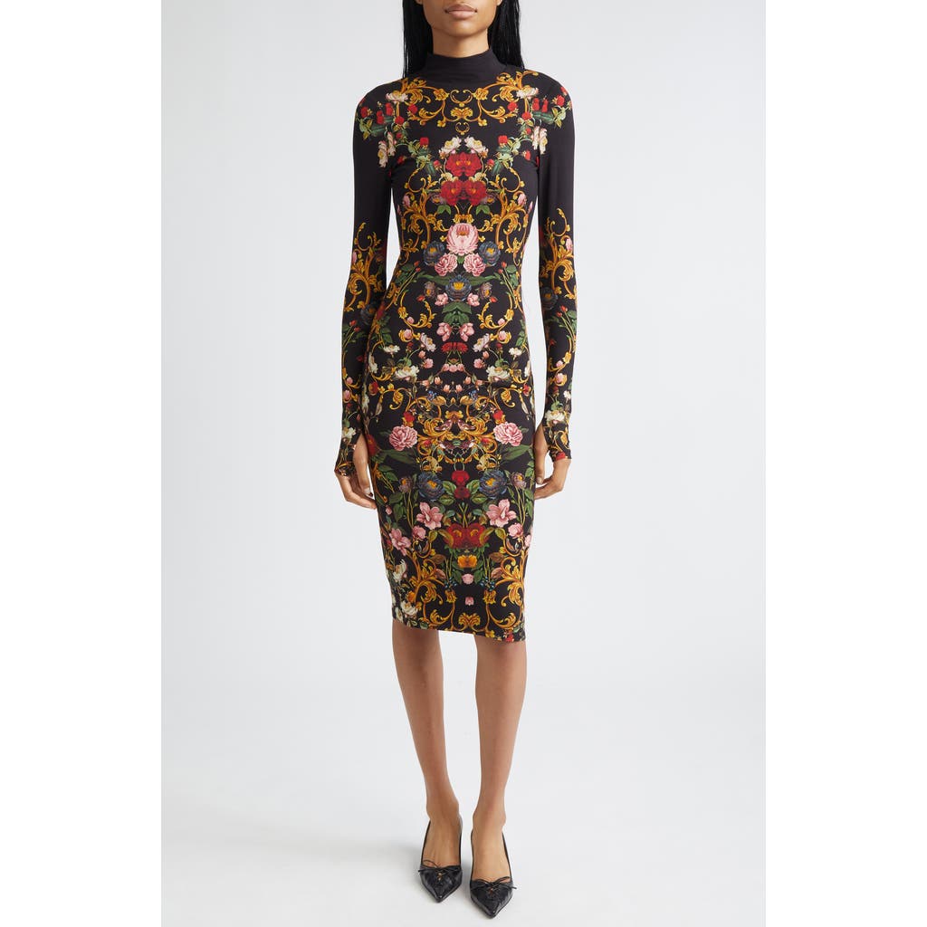 Alice And Olivia Delora Turtleneck Midi Dress Evermine In Black