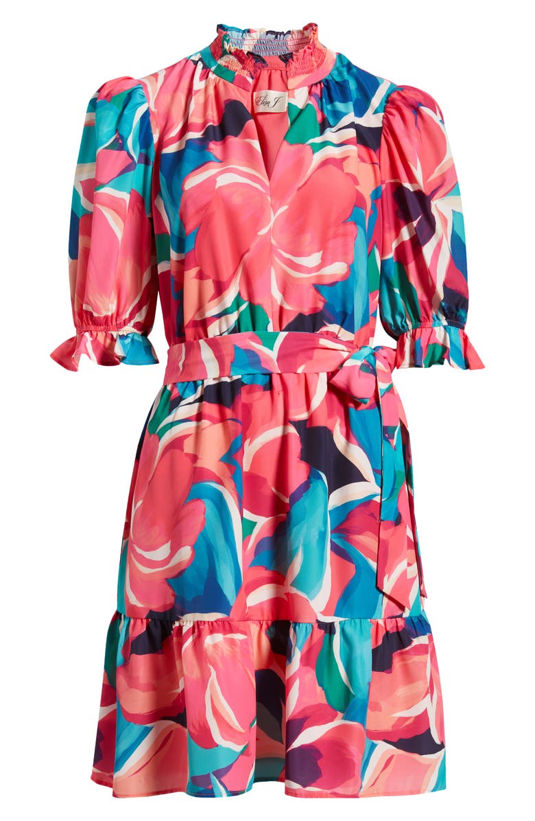 Eliza J Floral A-Line Dress, Alternate, color, Pink Multi