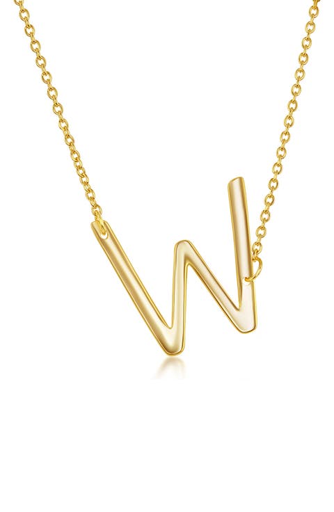 Gold Plated Sterling Silver Sideways Initial Necklace
