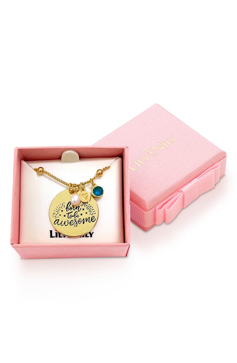 Lily Nily Kids' Born to be Awesome Pendant Necklace, Alternate, color, Gold
