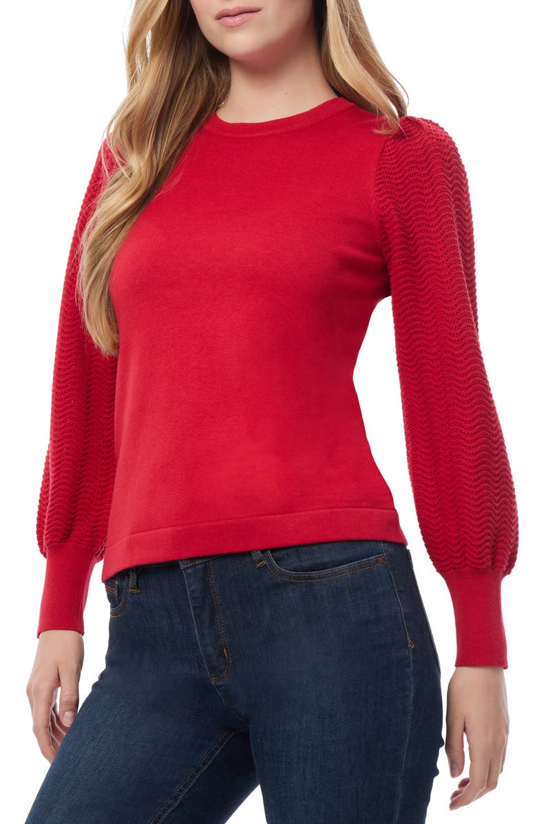 Jones New York Pointelle Sleeve Sweater, Alternate, color, 