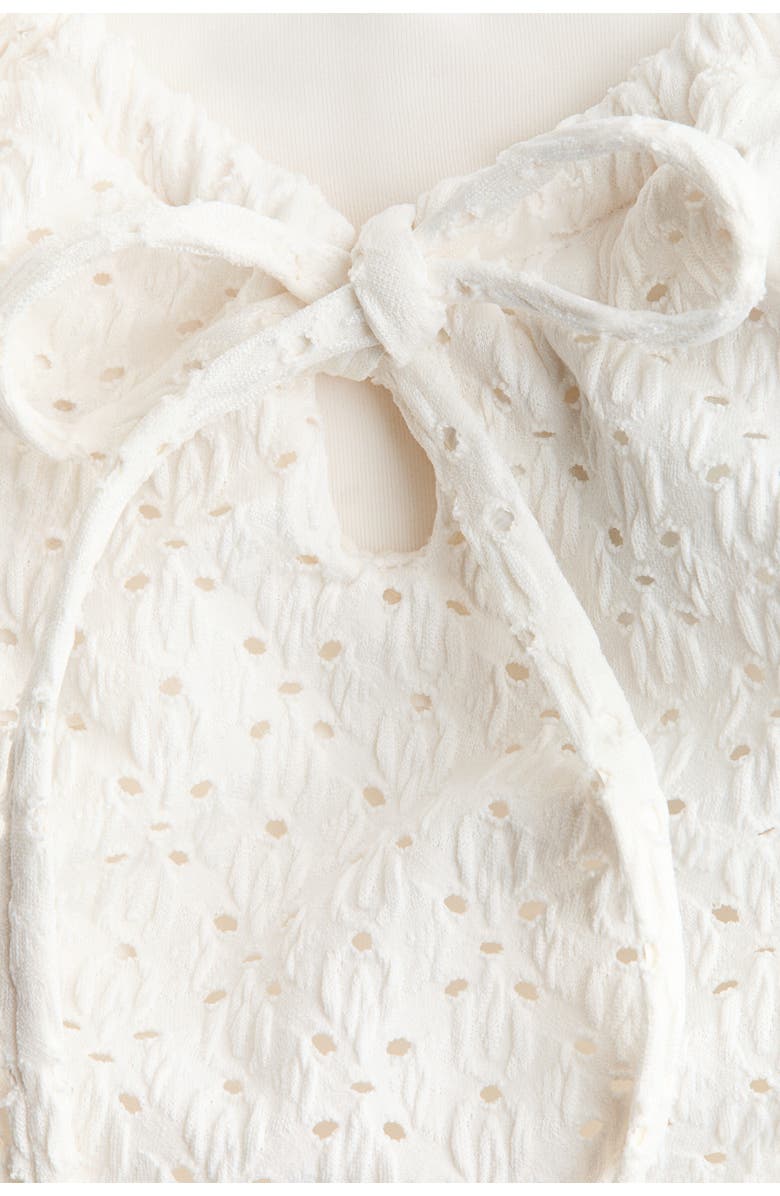 H&M Padded-cup High Leg Swimsuit, Alternate, color, Cream