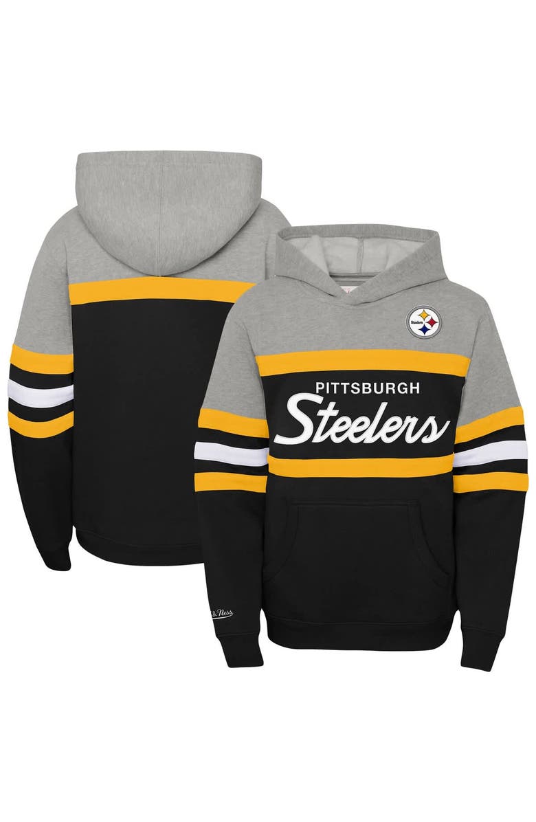 Mitchell & Ness Youth Mitchell & Ness  Black Pittsburgh Steelers Throwback Head Coach Pullover Hoodie, Alternate, color, Black