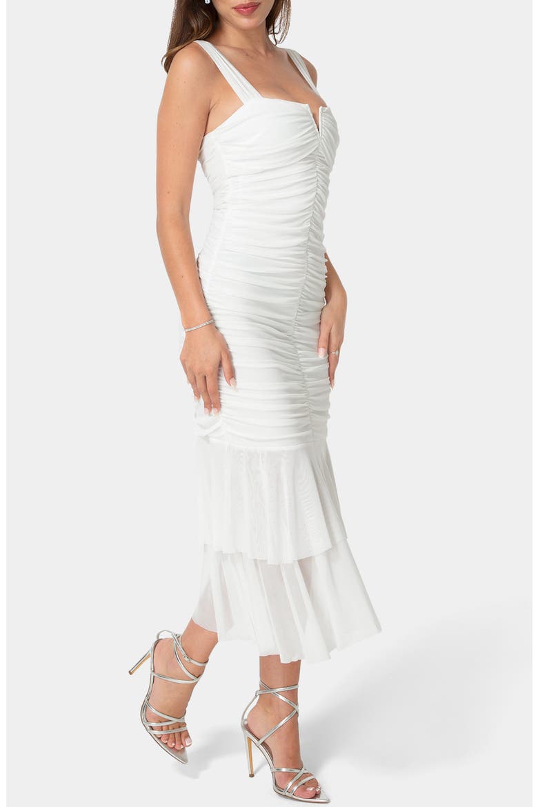 Split Neck Mesh Mermaid Dress, Alternate, color, IVORY