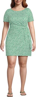 Lands' End Short Sleeve Cotton Modal Wrap Mini Dress