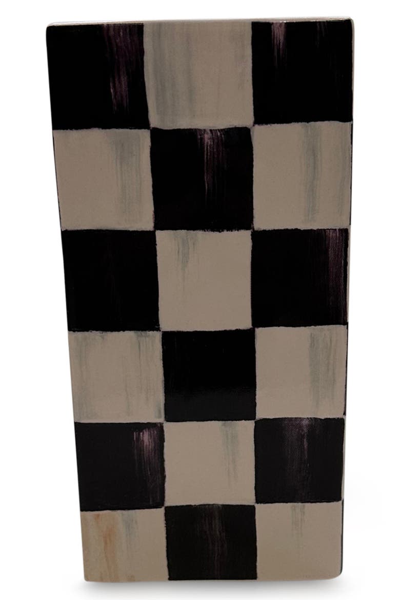 Courtly Check Small Pillar Vase, Main, color, BLACK
