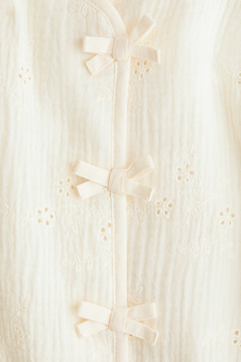 Bow-detail Muslin Jacket, Alternate, color, Cream