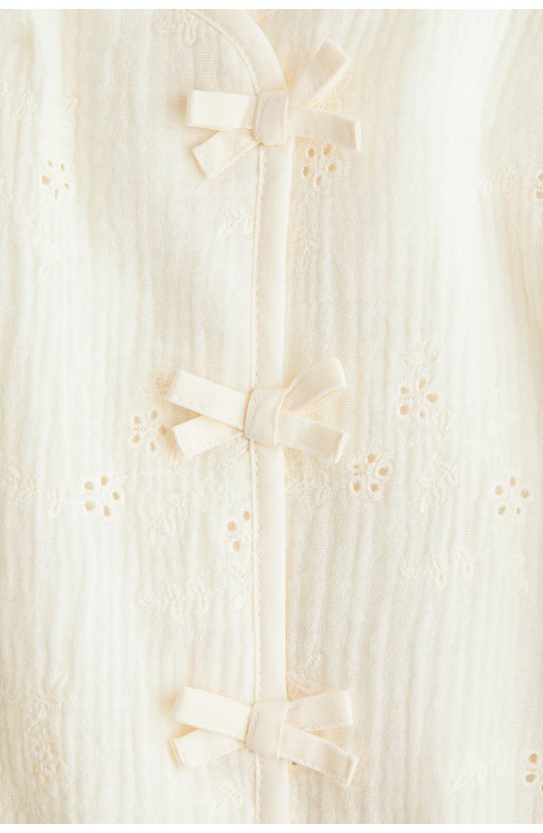 H&M Bow-detail Muslin Jacket, Alternate, color, Cream