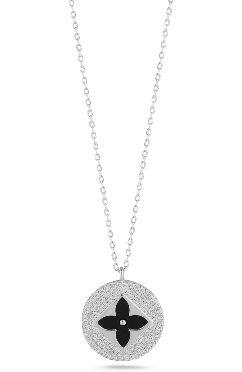SPHERA MILANO Clover Pendant Necklace, Main, color, Silver