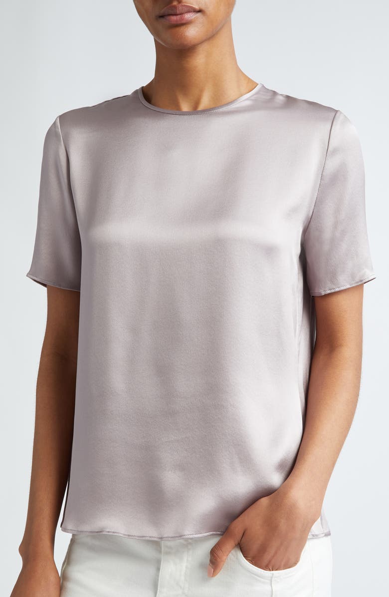 Eleventy Short Sleeve Silk Top, Alternate, color, Viola
