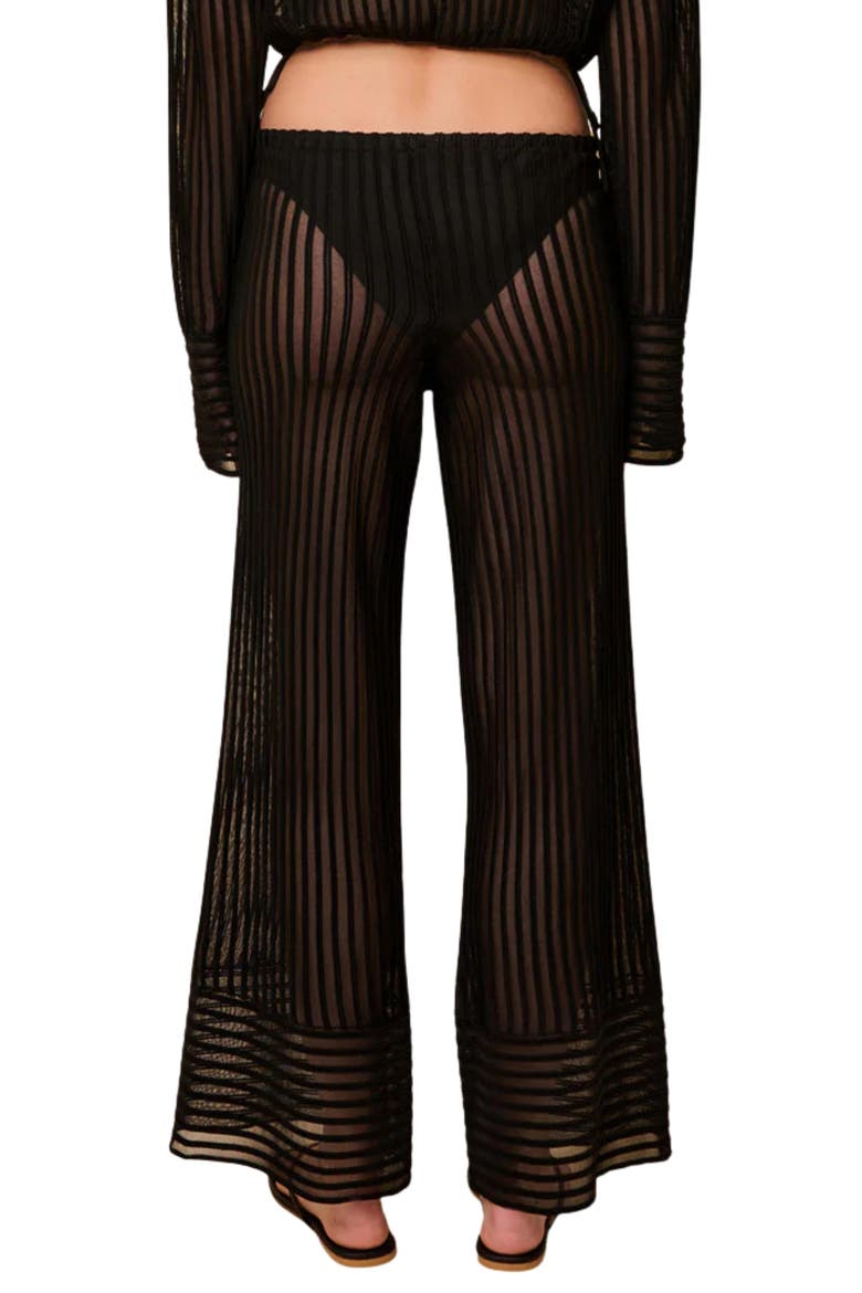 The Athena Stripe Wide Leg Cover-Up Pants, Alternate, color, NOIR