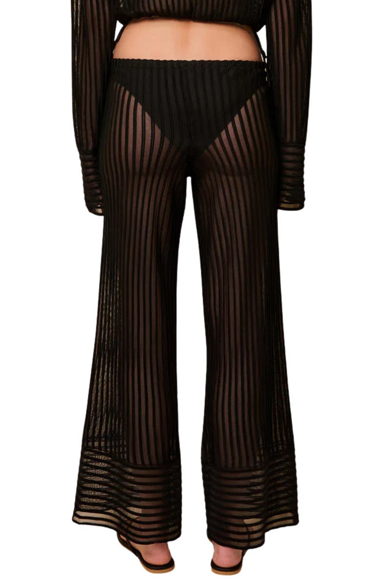 Solid & Striped The Athena Stripe Wide Leg Cover-Up Pants, Alternate, color, Noir