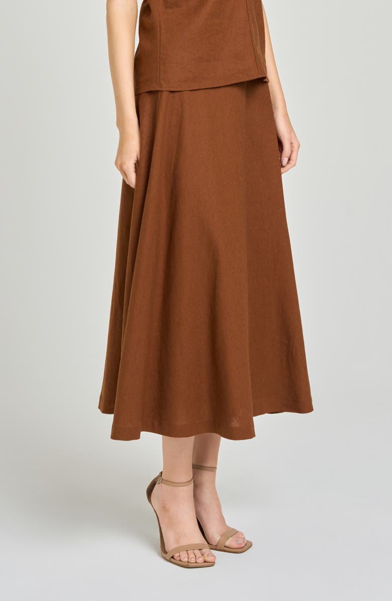 WAYF Capri Midi Skirt, Alternate, color, Chocolate