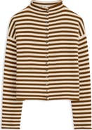 Alex Mill Taylor Stripe Mock Neck Cotton & Cashmere Cardigan