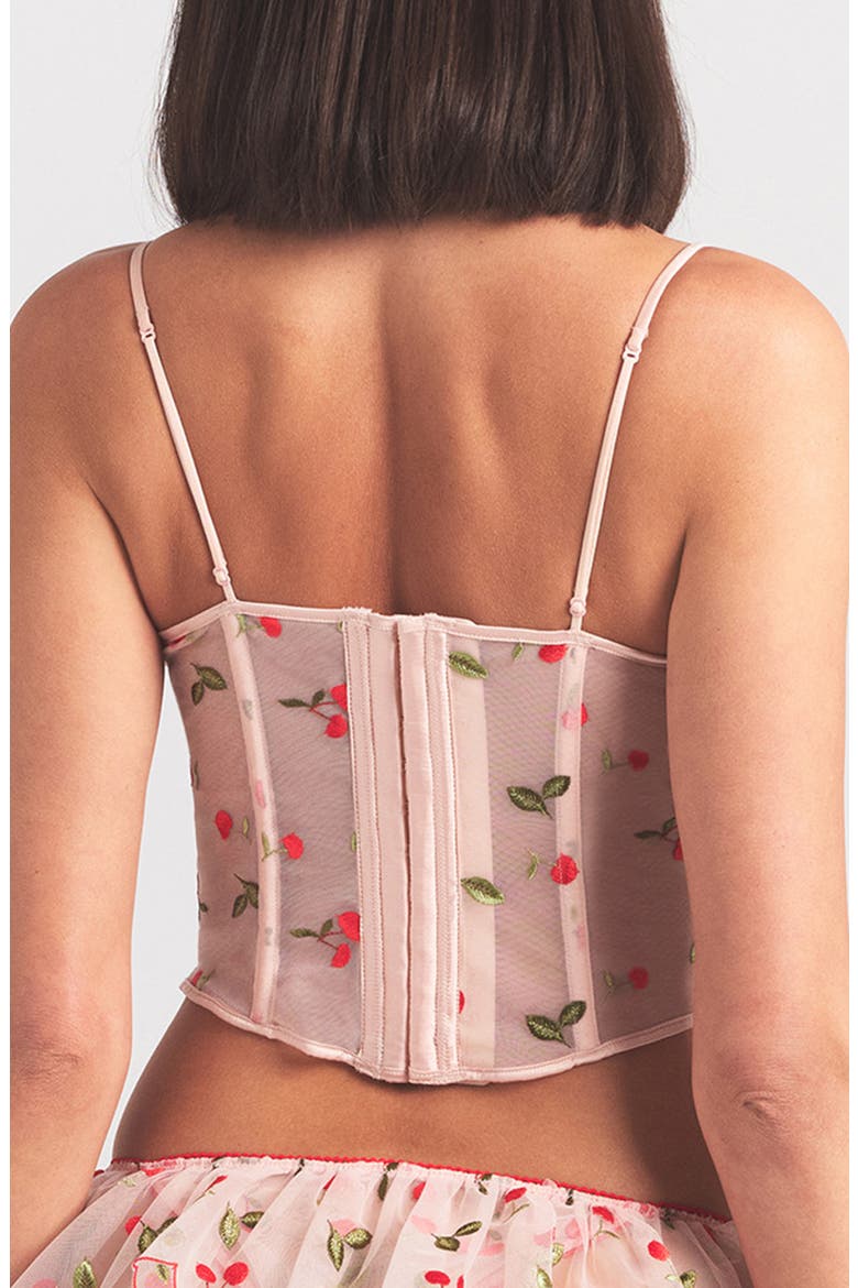 Embroidered Tulle Corset, Alternate, color, PRIMROSE CHERRY TULLE
