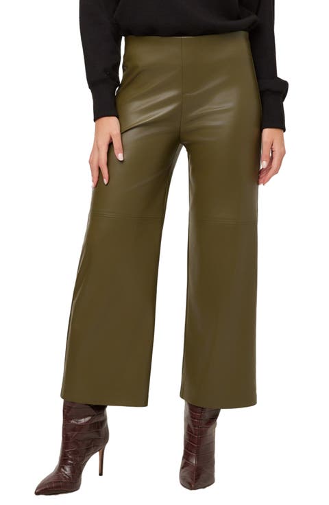 Faux Leather Cropped Wide Leg Pants