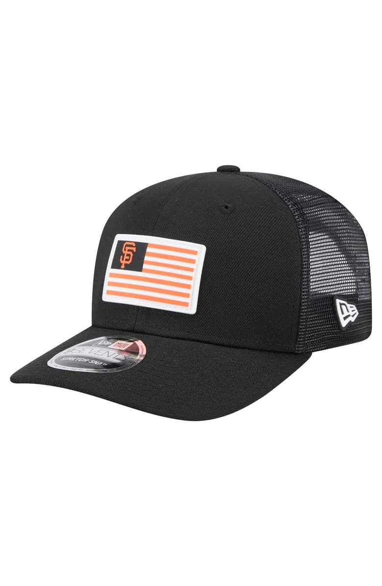 New Era Men's New Era Black San Francisco Giants Flag 9SEVENTY COOLERA Stretch-Snap Hat, Main, color, Black