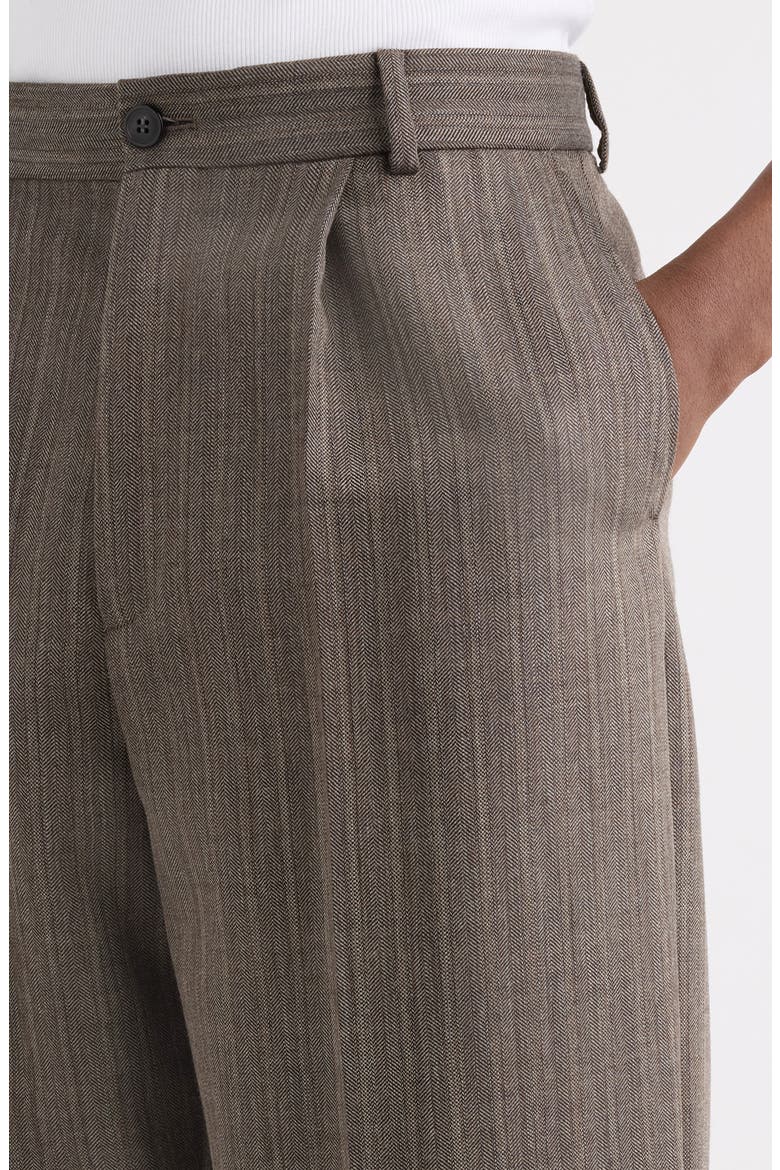Penrud Pleated Herringbone Wool Pants, Alternate, color, CEMENT