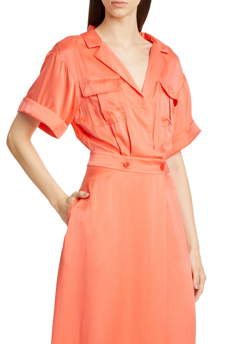 Orlenna Silk Blend Midi Shirtdress, Alternate, color, HOT CORAL
