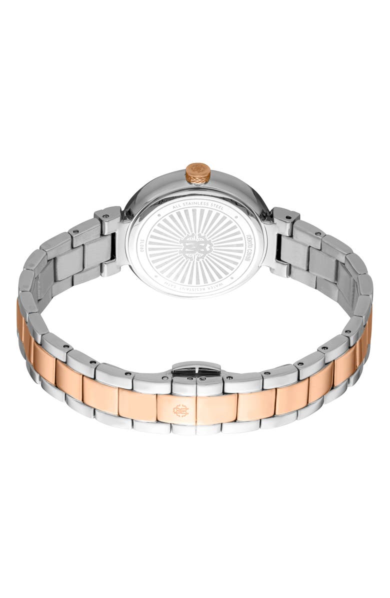 Roberto Cavalli Two-Tone Crystal Bracelet Watch, 30mm, Alternate, color, Two Tone Silver And Rose Gold