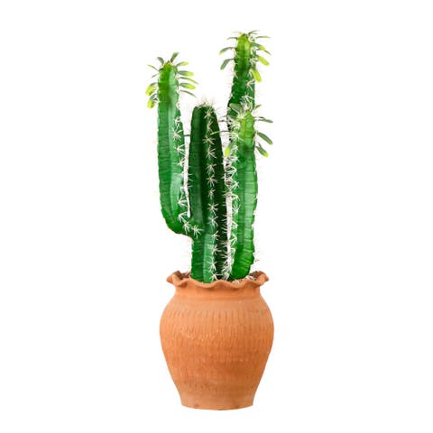 28-in Artificial Cactus in Terracotta Planter