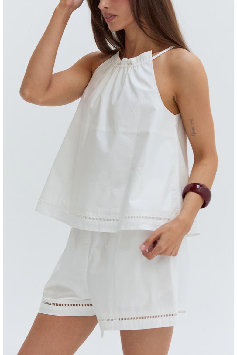 Poplin Lattice Trim Shorts, Alternate, color, White