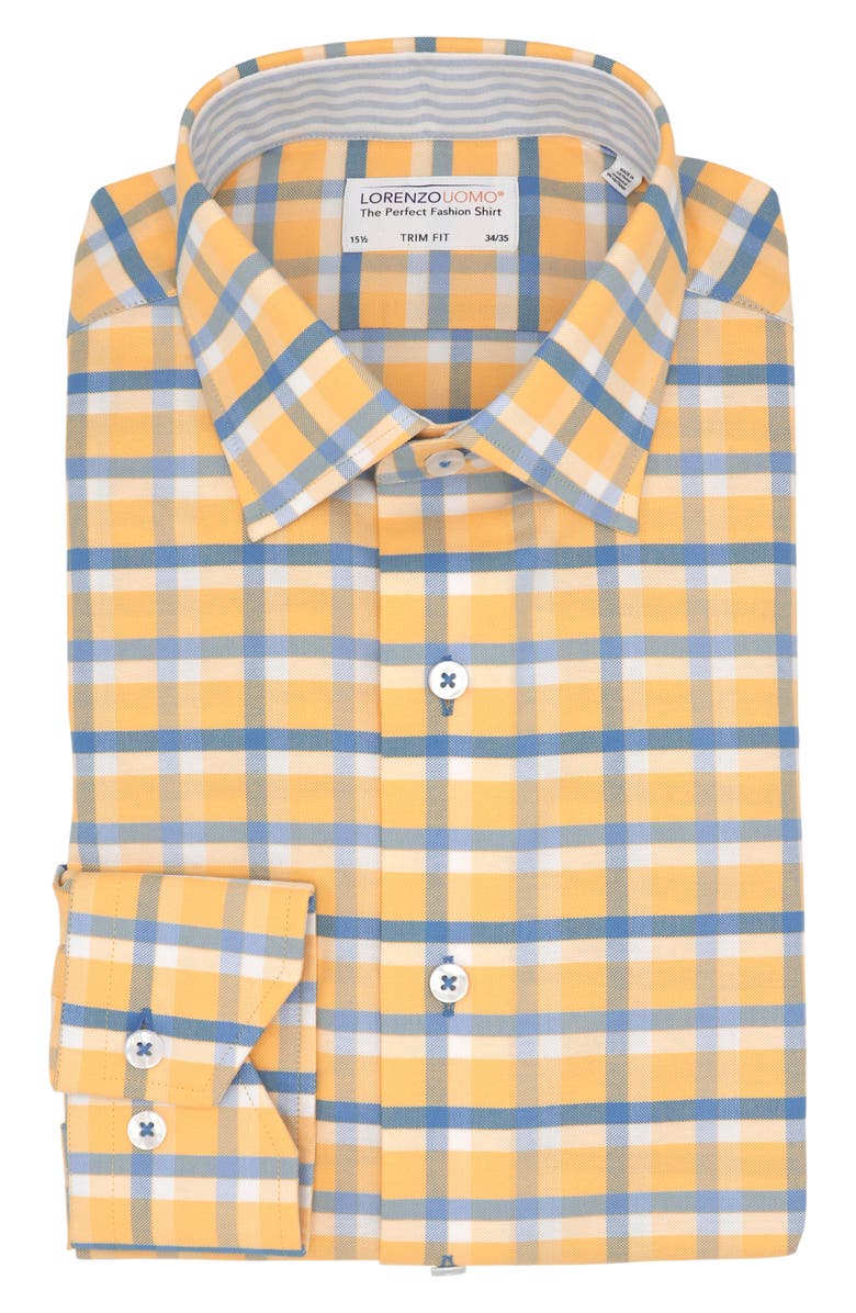 Lorenzo Uomo Trim Fit Textured Windowpane Pattern Dress Shirt, Main, color, 