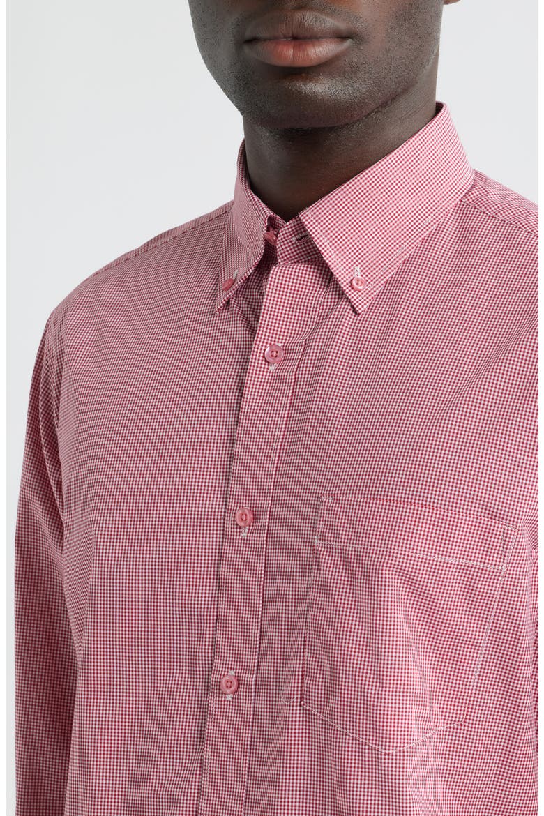 Regular Fit Gingham Check Cotton Button-Down Shirt, Alternate, color, RED