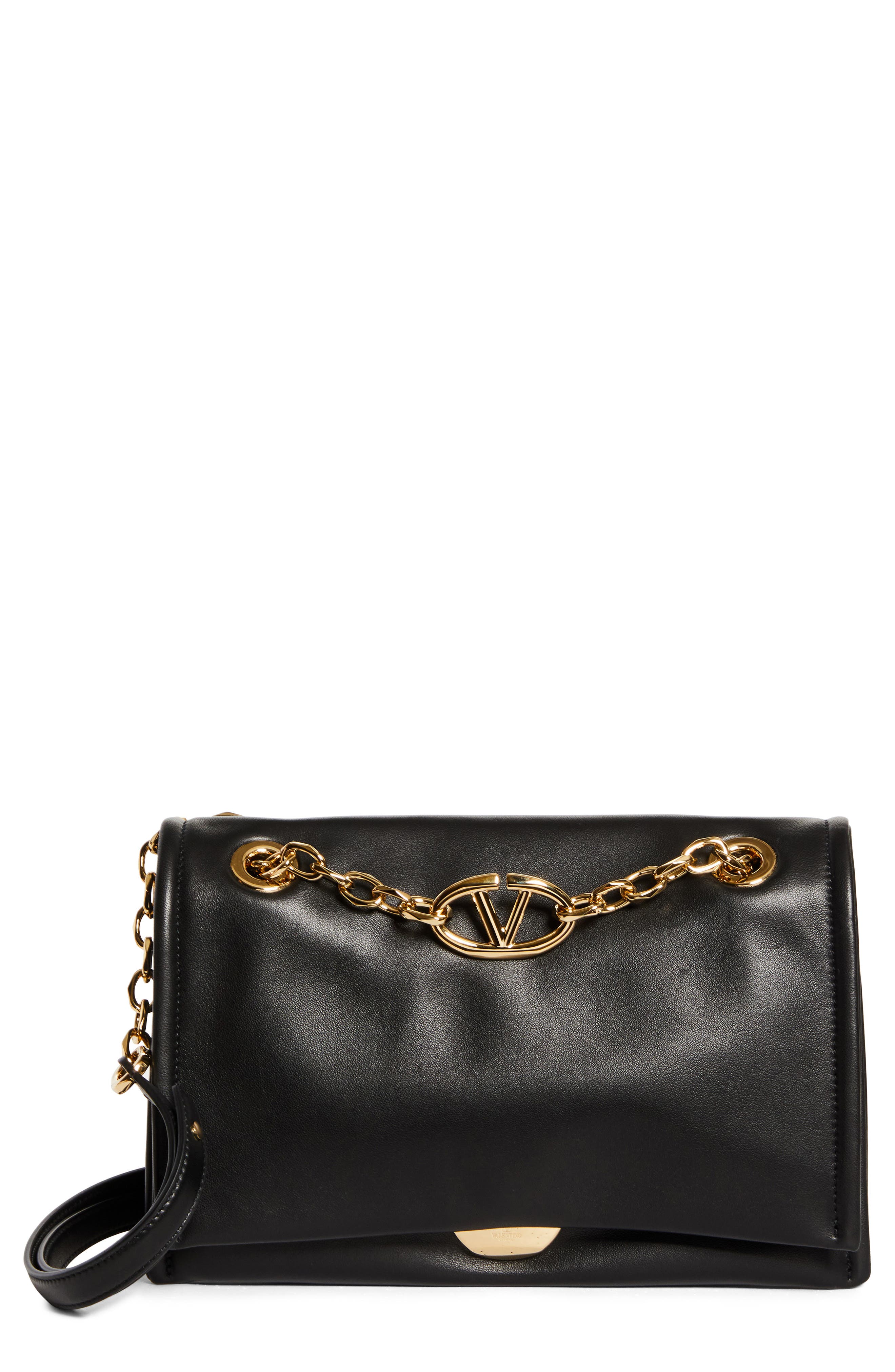 Valentino Garavani Small VLOGO Chain Leather Shoulder Bag, Main, color, 