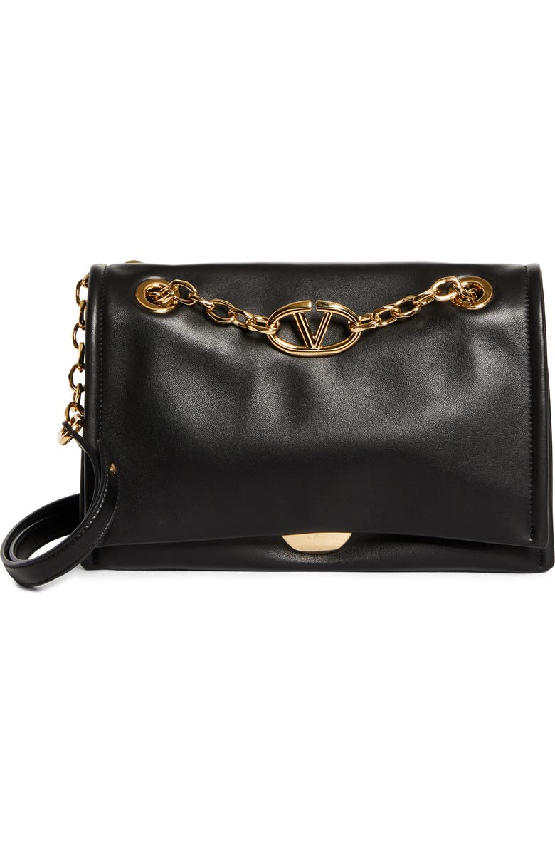 Valentino Garavani Small VLOGO Chain Leather Shoulder Bag, Main, color,