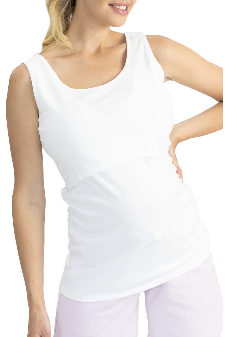 Maternity/Nursing Tank, Main, color, WHITE