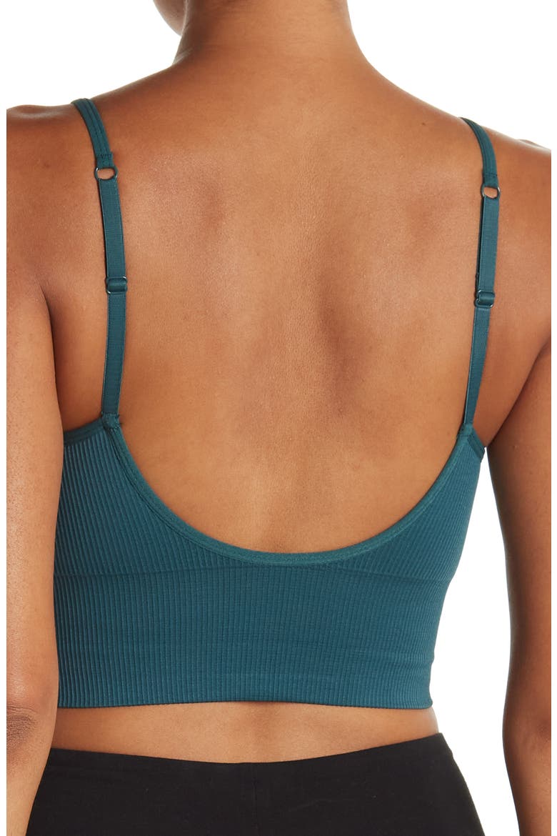 Ribbed Seamless Longline Bralette, Alternate, color, GREEN MOSS